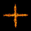 fire flame cross symbol on black background