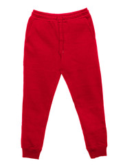 Wall Mural - blank training jogger pants color red front view on white background