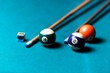 billiard table with cue and balls. billiard background