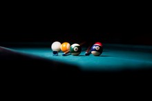 Billiard Table With Cue And Balls. Billiard Background