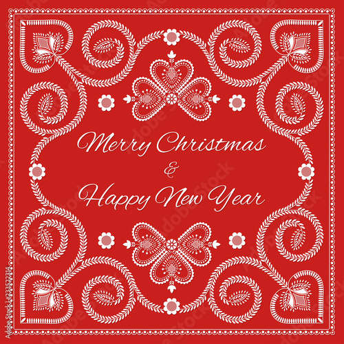 Fotografija Folk art christmas card vector template