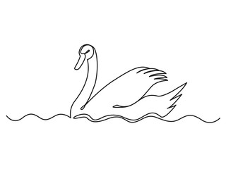 Wall Mural - Swan continuous one line vector drawing.