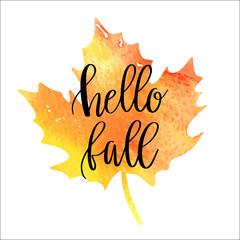 Wall Mural - Hello fall hand lettering phrase