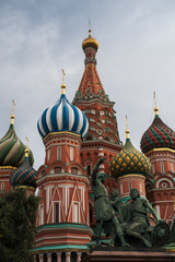 The monument to Minin and Pozharsky on background of Russian Cathedral on the Red Square in Moscow