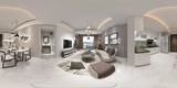 Fototapeta  - 360 Degrees Home Interior, Rendering 3D.
