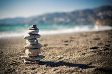 Stone Tower On Beach