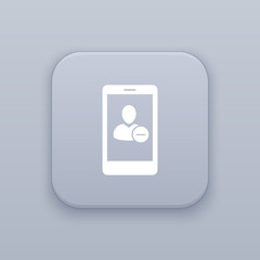 Poster - Delete contact, gray vector button with white icon