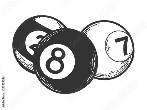 Fotomural Billiard pool balls ivories engraving vector illustration
