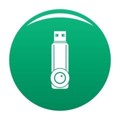 Sticker - Plastic flash drive icon. Simple illustration of plastic flash drive vector icon for any design green