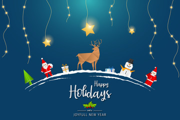 Wall Mural - happy holidays and joyful new year greeting card. happy holidays and joyful new year vector design.