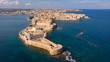 Aerial view of Ortigia, historical centre of the city of Syracuse. Aerial view of Maniace fortress in Ortigia, Sicily, Italy. Sanctuary 