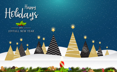 Wall Mural - happy holidays and joyful new year greeting card. happy holidays and joyful new year vector design.