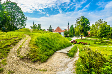 Wall Mural - Varazdin park nature town. / Scenic view at picturesque colorful park in Varazdin old town, Croatia Europe.