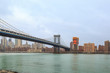 Manhattan bridge and midtown Manhattan from Brooklyn in New York, NY, USA