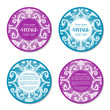© shevalierart - French baroque elegant ornate round visiting cards. Luxurious fashionable ornamental flyer design. Vintage fancy ornament decoration. Pathetic retro embellishment. Circle vector brochure template