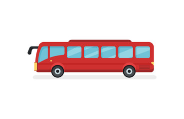 Wall Mural - flat vector icon of red city bus. motor vehicle for passengers. urban public transport