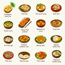 Thai Food Vector Illustration Set