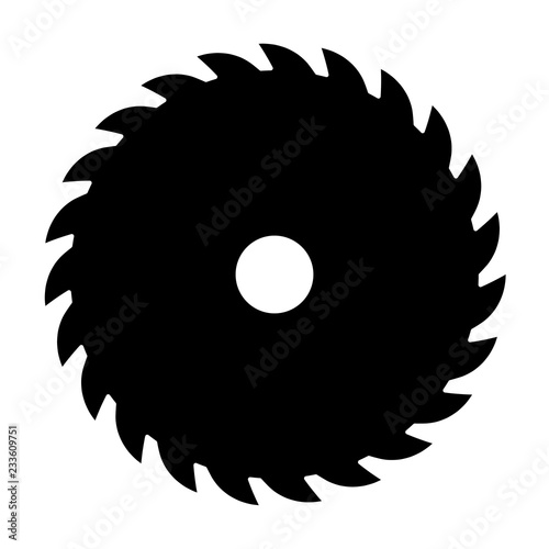 Fotografía Black circular saw. Vector sign or icon. Symbol of saw mill.
