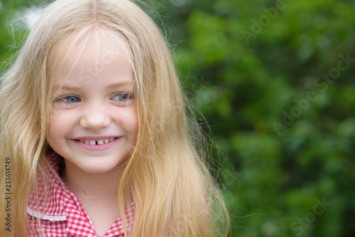 Im Most Happy Small Girl With Blond Hair Little Girl Wear Long