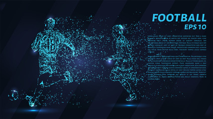 Football of blue glowing dots. Football vector illustration.