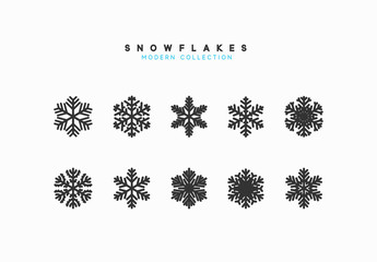 Poster - Set vector snowflakes. Collection of snowflake winter decoration. Isolated on white background.