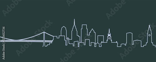 Philadelphia Single Line Skyline Wallpaper Mural