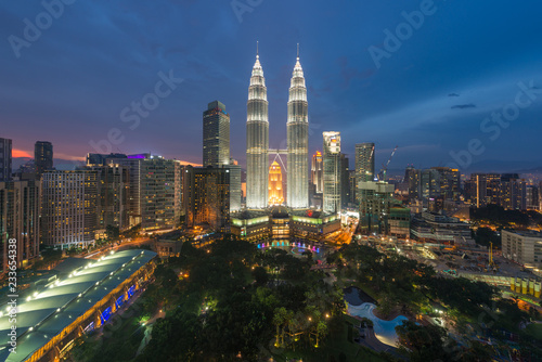 Kuala Lumpur skyline and skyscraper at night in Kuala Lumpur, Malaysia Canvas Print