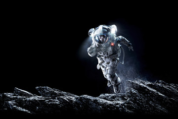 Wall Mural - spaceman running fast. mixed media
