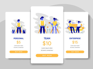 Poster - pricing table comparison illustration with teamwork concept. modern flat design concept of web page 
