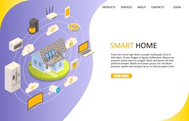 Wall Mural - smart home landing page website vector template
