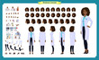 © Dmytro - Scientist character creation set.Black Woman works in science laboratory at experiments. Full length, different views, emotions, gestures. Build your own design.