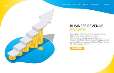 Wall Mural - Revenue growth landing page website vector template