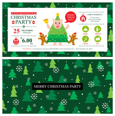 Poster - Christmas invitation card template with cute pig