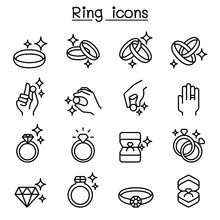 Ring Icon Set In Thin Line Style