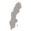 Sweden map abstract schematic from black ones and zeros binary digital code. Vector illustration.