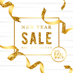 Poster - New year sale 80% off sign vector