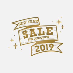 Sticker - New year 2019 sale emblem vector