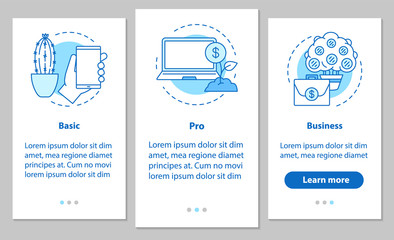Business development onboarding mobile app page screen with line