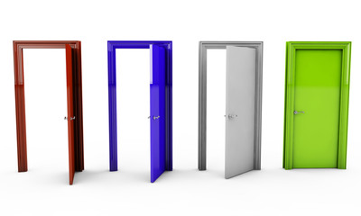 3d rendering of a door standing free on a white floor