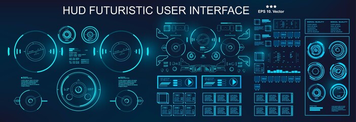 Poster - Sci-fi futuristic blue hud dashboard display virtual reality technology screen