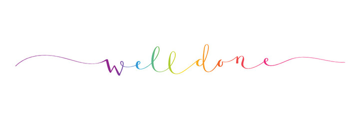 Poster - WELL DONE rainbow brush calligraphy banner