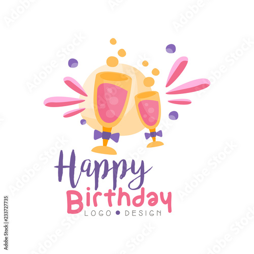 Happy Birthday Logo Design Colorful Creative Template For Banner Poster Greeting Card Vector Illustration Stock Vector Adobe Stock
