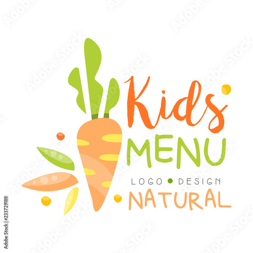 Natural Kids Menu Logo Design Healthy Organic Food Colorful