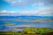 Beautiful scenic sea and mountain landscape with islands. View from Croagh Patrick - mountain and an important site of pilgrimage in County Mayo, Ireland