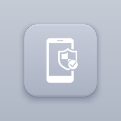 Poster - Mobile antivirus, gray vector button with white icon