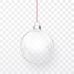 Wall Mural - glass transparent christmas ball. xmas glass ball on transparent background. holiday decoration temp