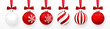 © Oleh - Transparent and Red Christmas ball with snow effect and red bow set. Xmas glass ball on white background. Holiday decoration template. Vector illustration