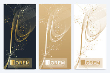 Poster - Chocolate bar packaging set. Trendy luxury product branding template with label pattern for packaging. Geometric abstract golden package with mandala. Connected line with dots. Vector illustration