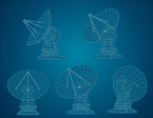 Wall Mural - vector set. radio antenna. astronomy and space research