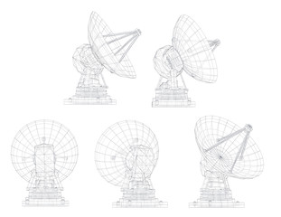 Wall Mural - vector set. radio antenna. astronomy and space research